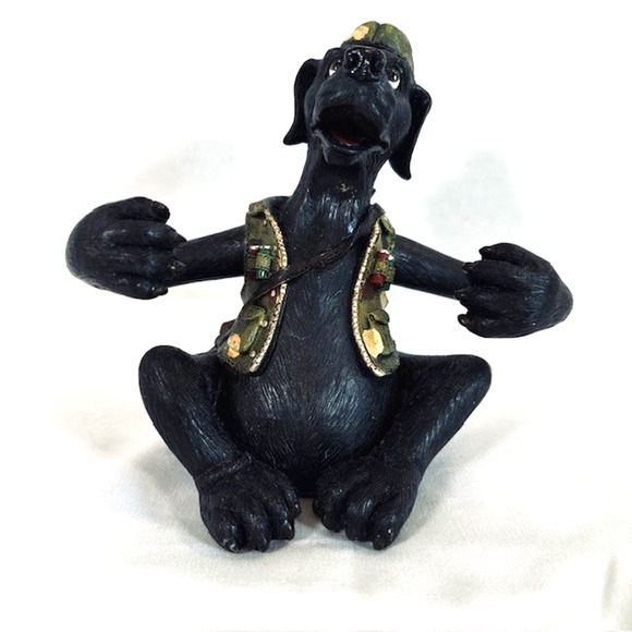 Rivers Edge Products Black Hunting Dog Cap Vest Salt & Pepper Shaker Holder #531 - Picture 1 of 12
